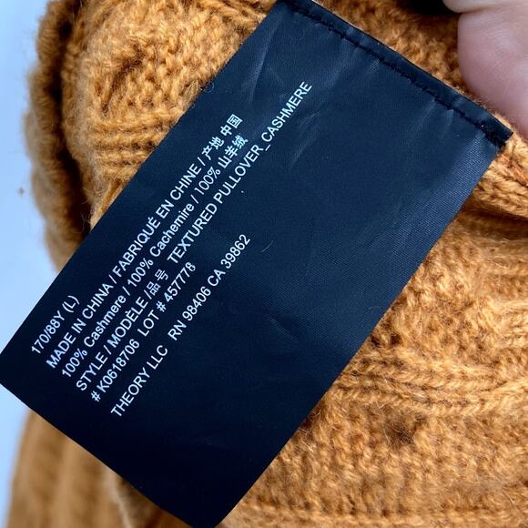 Theory orange textured pullover cashmere cable knit sweater - Picture 6 of 6